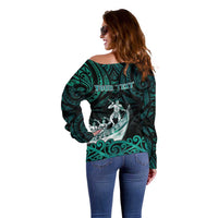 Personalised New Zealand Waka Racing Off Shoulder Sweater Maori Warriors LT05 - Polynesian Pride