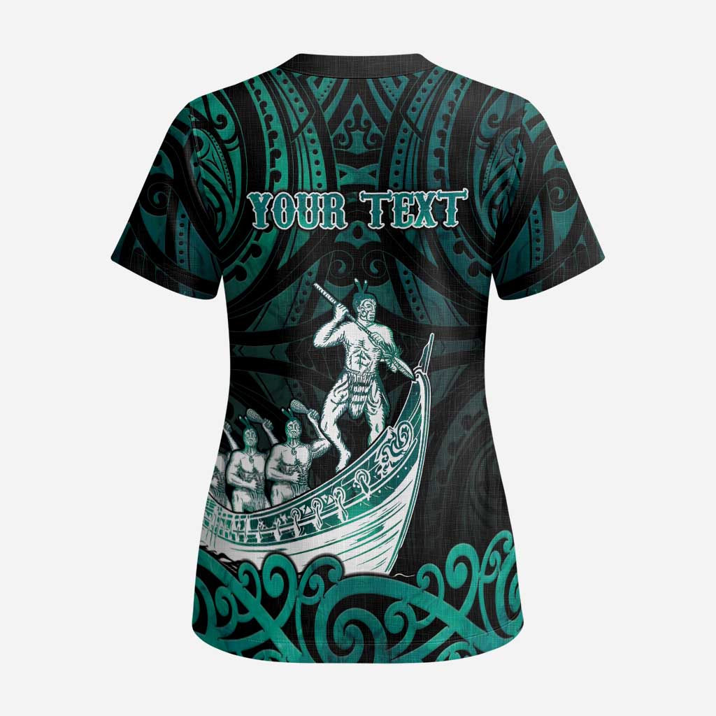 Personalised New Zealand Waka Racing Scrub Top Maori Warriors LT05 - Polynesian Pride