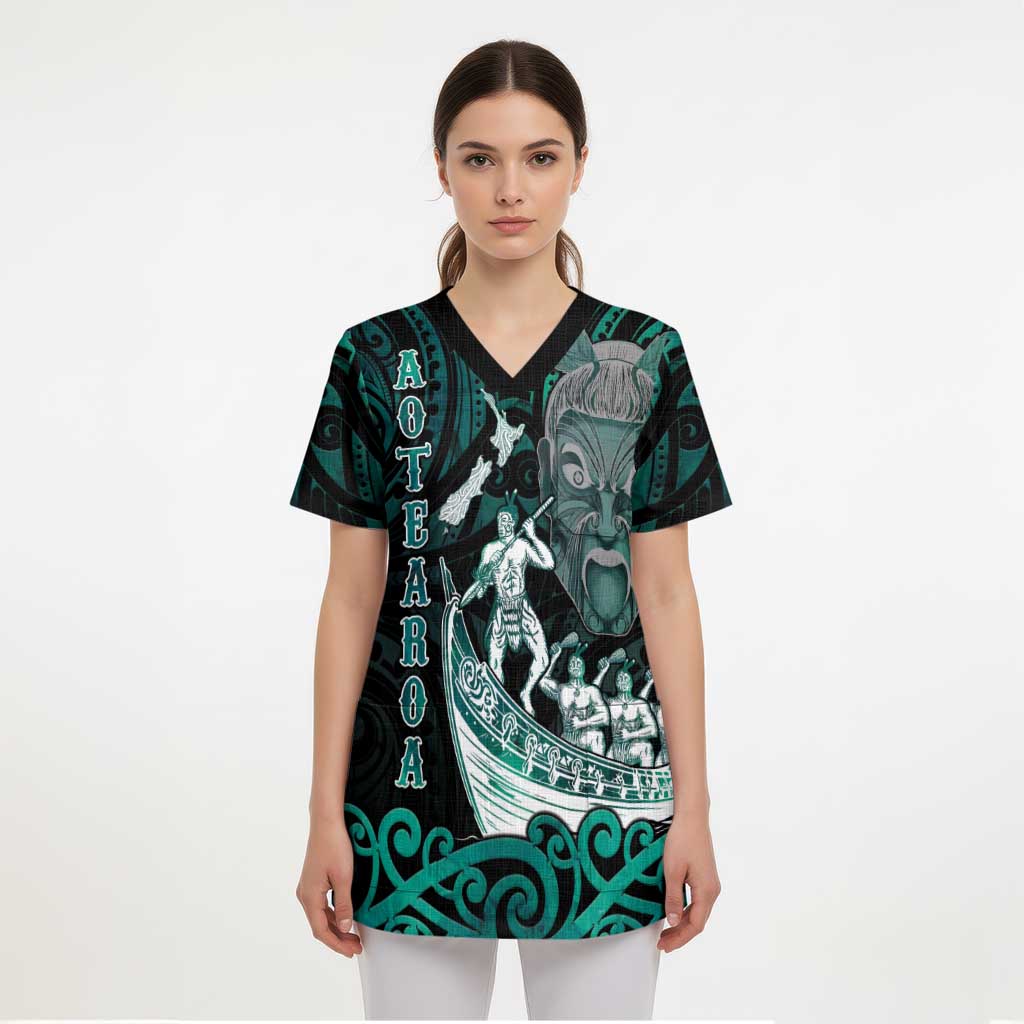Personalised New Zealand Waka Racing Scrub Top Maori Warriors LT05 - Polynesian Pride