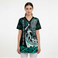 Personalised New Zealand Waka Racing Scrub Top Maori Warriors LT05 - Polynesian Pride