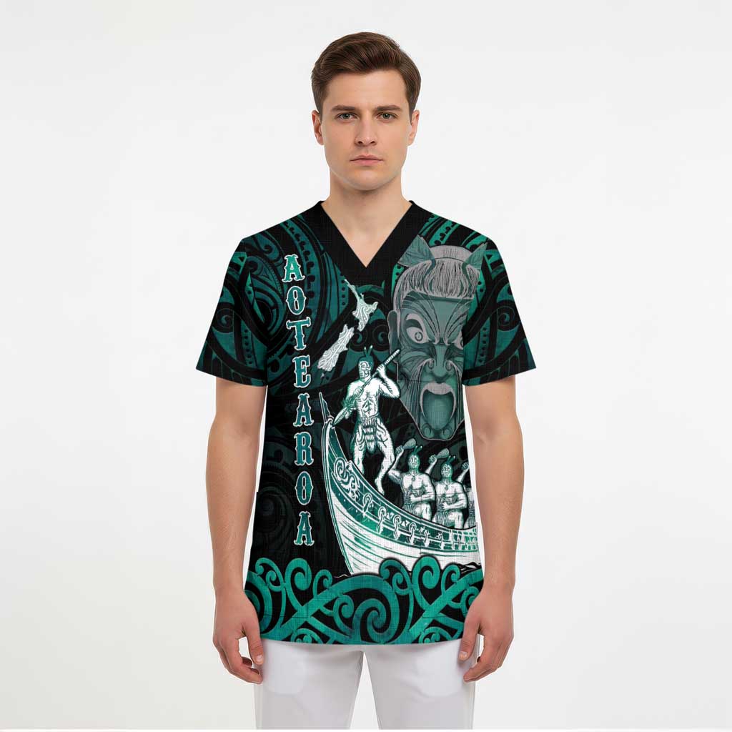 Personalised New Zealand Waka Racing Scrub Top Maori Warriors LT05 - Polynesian Pride