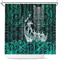 New Zealand Waka Racing Shower Curtain Maori Warriors LT05 Green - Polynesian Pride