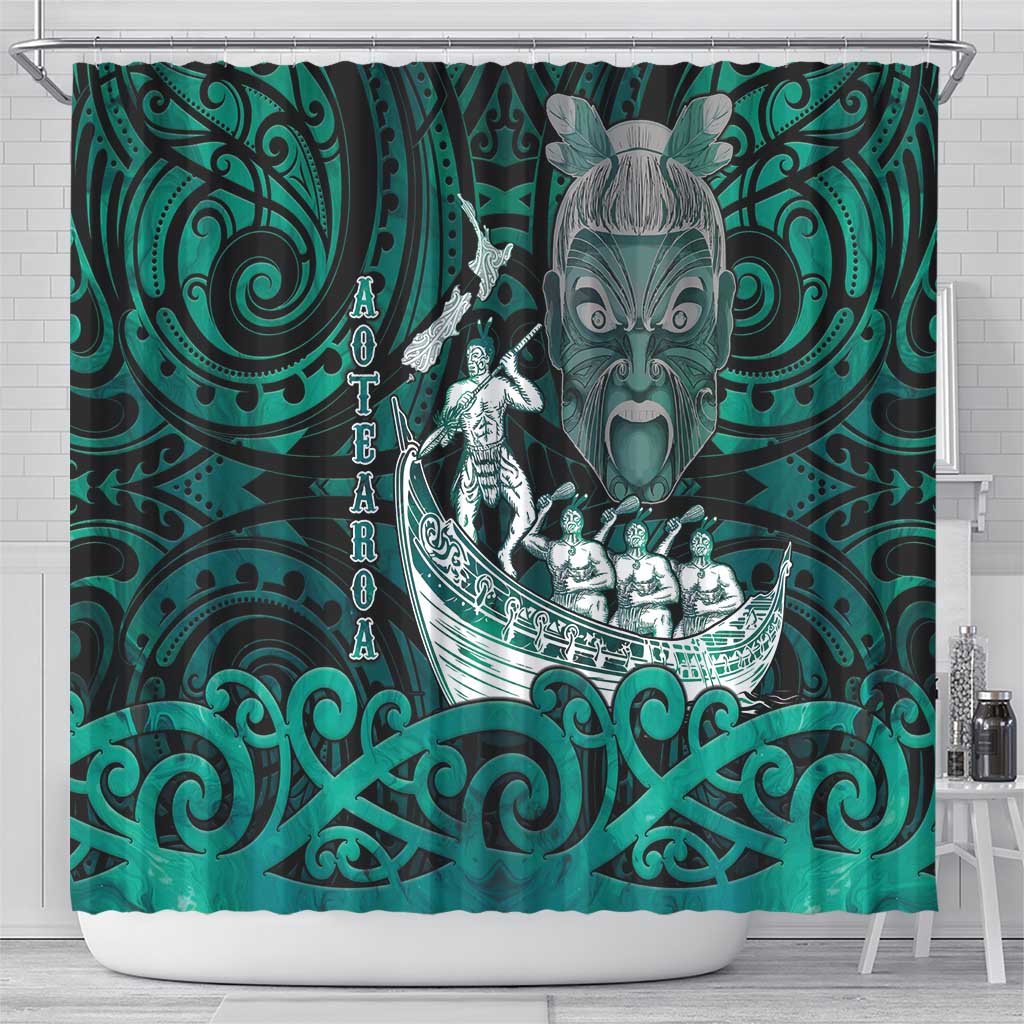 New Zealand Waka Racing Shower Curtain Maori Warriors LT05 - Polynesian Pride
