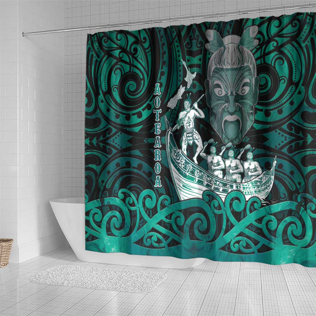 New Zealand Waka Racing Shower Curtain Maori Warriors LT05 - Polynesian Pride