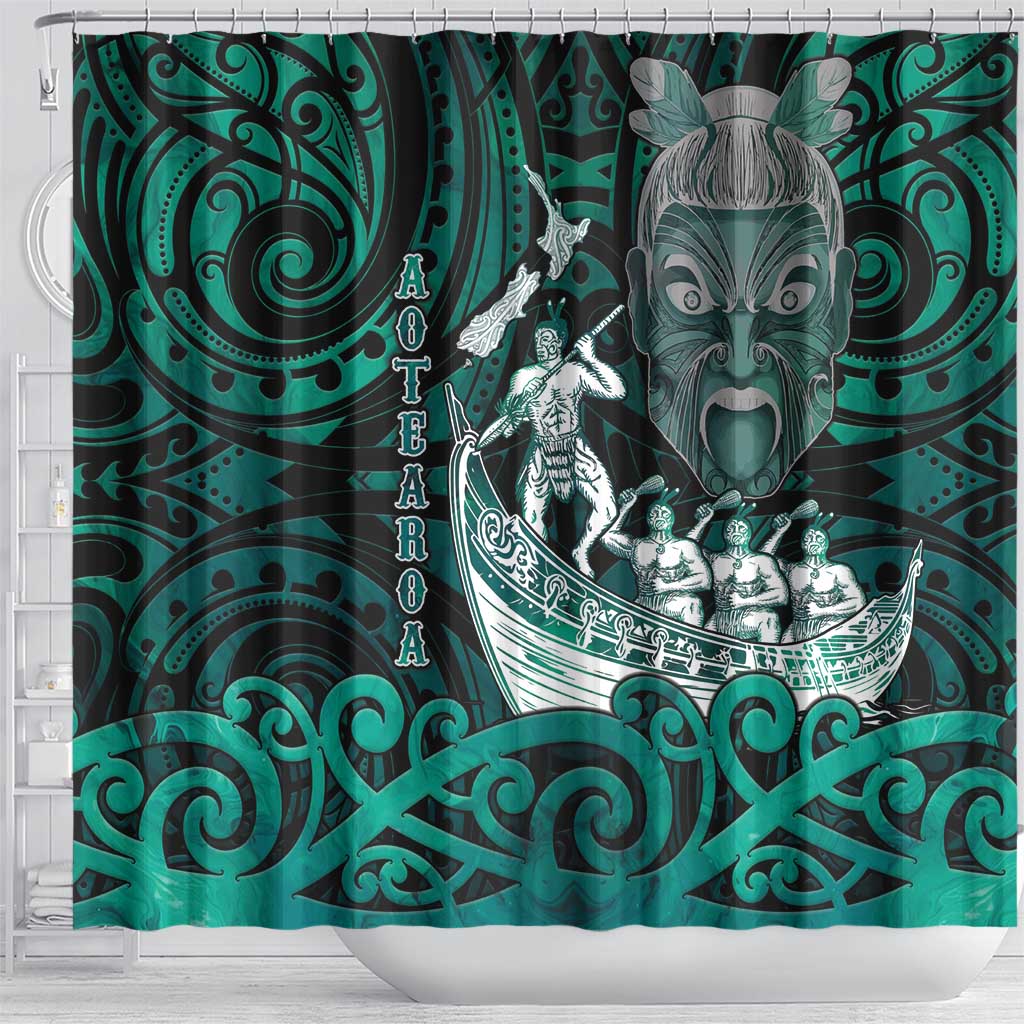 New Zealand Waka Racing Shower Curtain Maori Warriors LT05 - Polynesian Pride