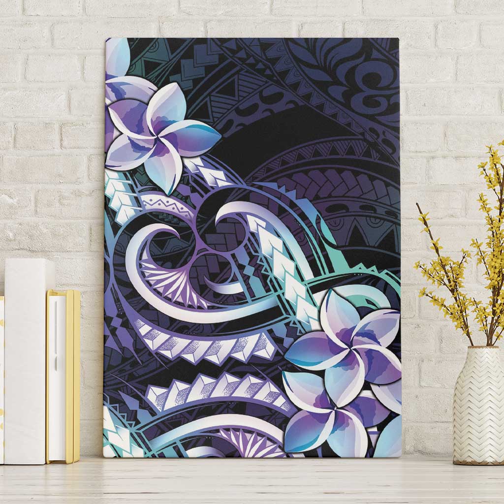 Polynesian Art Tattoo Canvas Wall Art Plumeria Flowers Turquoise Gradient LT05 Without Frame Turquoise - Polynesian Pride