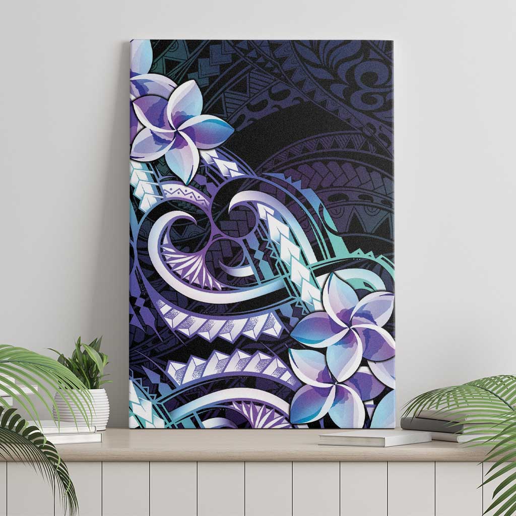 Polynesian Art Tattoo Canvas Wall Art Plumeria Flowers Turquoise Gradient LT05 - Polynesian Pride