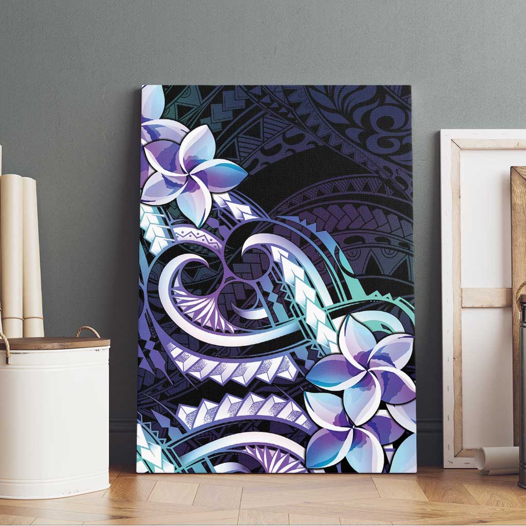 Polynesian Art Tattoo Canvas Wall Art Plumeria Flowers Turquoise Gradient LT05 - Polynesian Pride