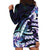 Polynesian Art Tattoo Hoodie Dress Plumeria Flowers Turquoise Gradient