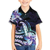 Polynesian Art Tattoo Kid Hawaiian Shirt Plumeria Flowers Turquoise Gradient LT05 Kid Turquoise - Polynesian Pride