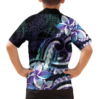 Polynesian Art Tattoo Kid Hawaiian Shirt Plumeria Flowers Turquoise Gradient LT05 - Polynesian Pride