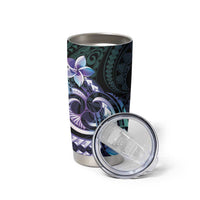 Polynesian Art Tattoo Tumbler Cup Plumeria Flowers Turquoise Gradient LT05 - Polynesian Pride