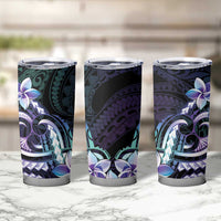 Polynesian Art Tattoo Tumbler Cup Plumeria Flowers Turquoise Gradient LT05 - Polynesian Pride