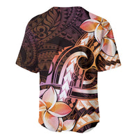 Polynesian Art Tattoo Baseball Jersey Plumeria Flowers Peach Gradient LT05 - Polynesian Pride