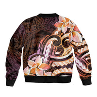 Polynesian Art Tattoo Bomber Jacket Plumeria Flowers Peach Gradient LT05 - Polynesian Pride