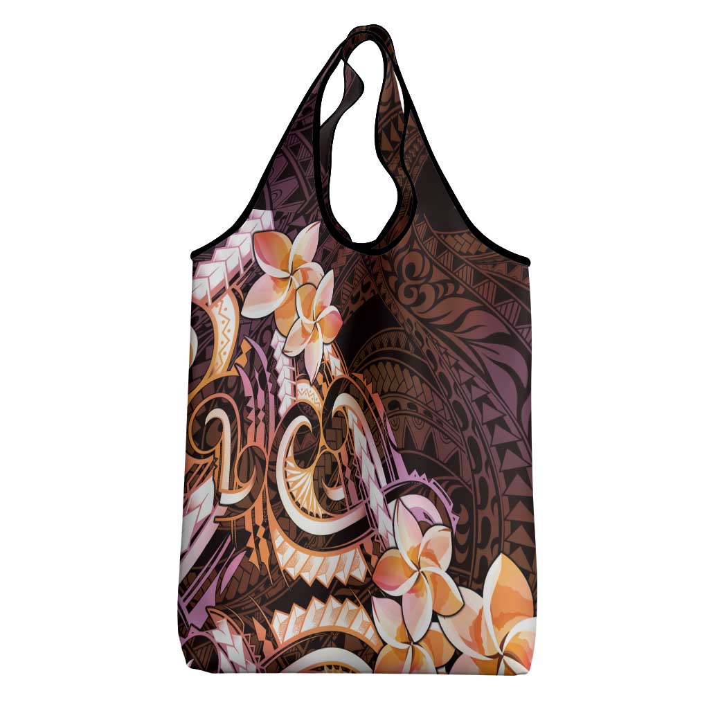 Polynesian Art Tattoo Grocery Bag Plumeria Flowers Peach Gradient LT05 - Polynesian Pride