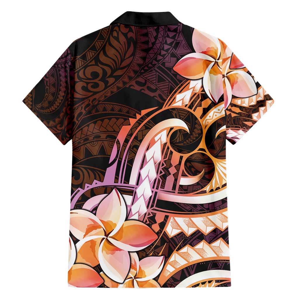 Polynesian Art Tattoo Hawaiian Shirt Plumeria Flowers Peach Gradient LT05 - Polynesian Pride