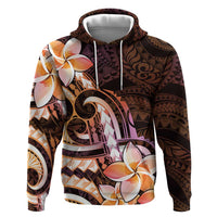 Polynesian Art Tattoo Hoodie Plumeria Flowers Peach Gradient LT05 Pullover Hoodie Peach - Polynesian Pride