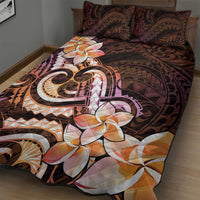 Polynesian Art Tattoo Quilt Bed Set Plumeria Flowers Peach Gradient LT05 - Polynesian Pride