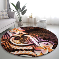 Polynesian Art Tattoo Round Carpet Plumeria Flowers Peach Gradient LT05 - Polynesian Pride