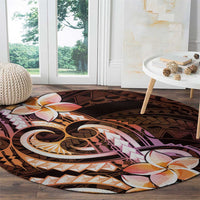 Polynesian Art Tattoo Round Carpet Plumeria Flowers Peach Gradient LT05 - Polynesian Pride