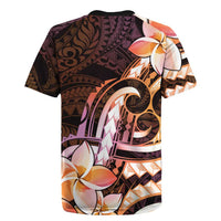 Polynesian Art Tattoo Rugby Jersey Plumeria Flowers Peach Gradient LT05 - Polynesian Pride