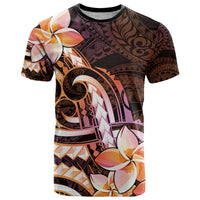 Polynesian Art Tattoo T Shirt Plumeria Flowers Peach Gradient LT05 Peach - Polynesian Pride