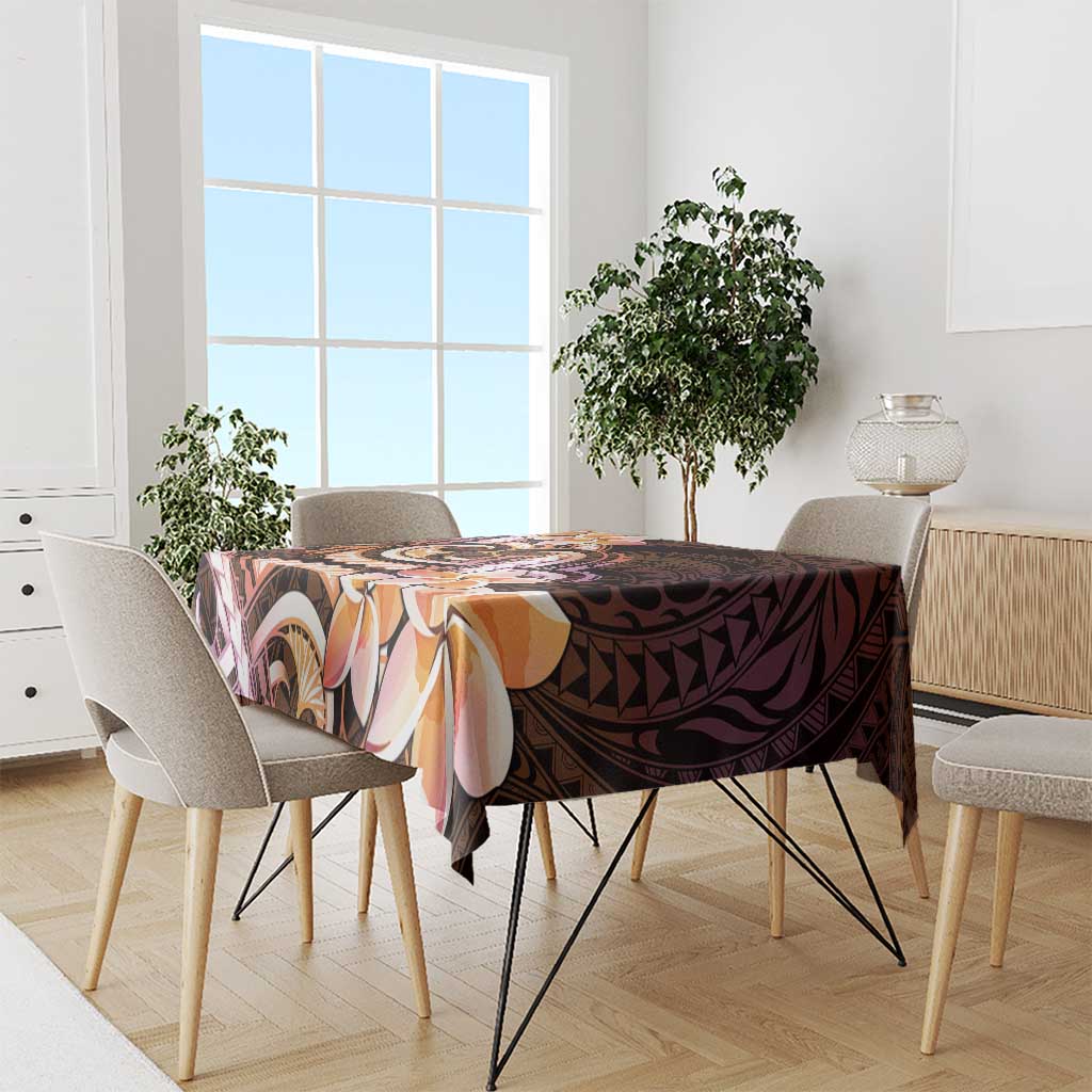 Polynesian Art Tattoo Tablecloth Plumeria Flowers Peach Gradient LT05 - Polynesian Pride