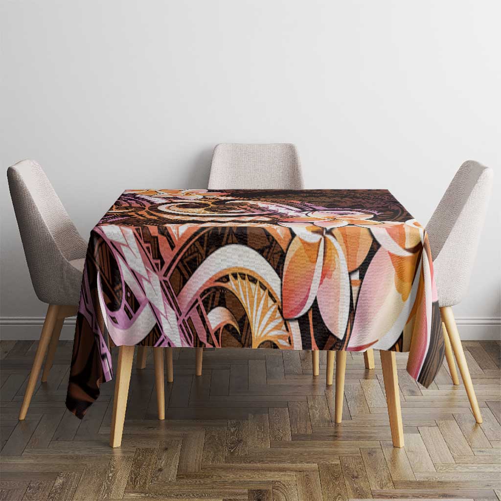 Polynesian Art Tattoo Tablecloth Plumeria Flowers Peach Gradient LT05 - Polynesian Pride
