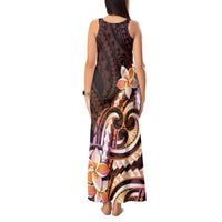 Polynesian Art Tattoo Tank Maxi Dress Plumeria Flowers Peach Gradient LT05 - Polynesian Pride