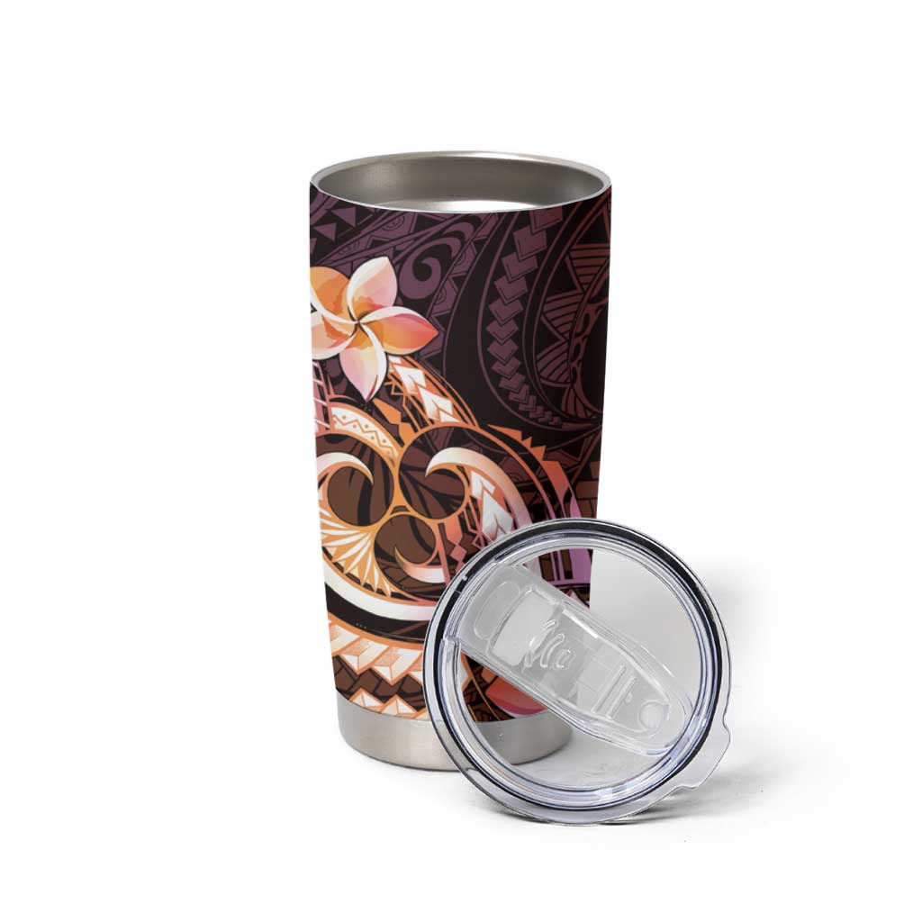 Polynesian Art Tattoo Tumbler Cup Plumeria Flowers Peach Gradient LT05 - Polynesian Pride