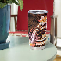 Polynesian Art Tattoo Tumbler Cup Plumeria Flowers Peach Gradient LT05 - Polynesian Pride