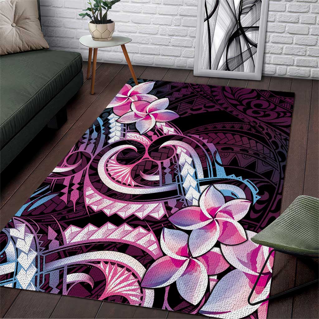 Polynesian Art Tattoo Area Rug Plumeria Flowers Pink Gradient LT05 Pink - Polynesian Pride
