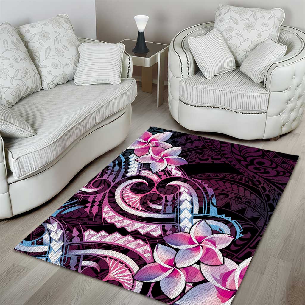 Polynesian Art Tattoo Area Rug Plumeria Flowers Pink Gradient LT05 - Polynesian Pride