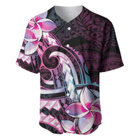 Polynesian Art Tattoo Baseball Jersey Plumeria Flowers Pink Gradient LT05 Pink - Polynesian Pride