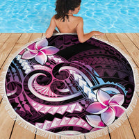 Polynesian Art Tattoo Beach Blanket Plumeria Flowers Pink Gradient LT05 - Polynesian Pride