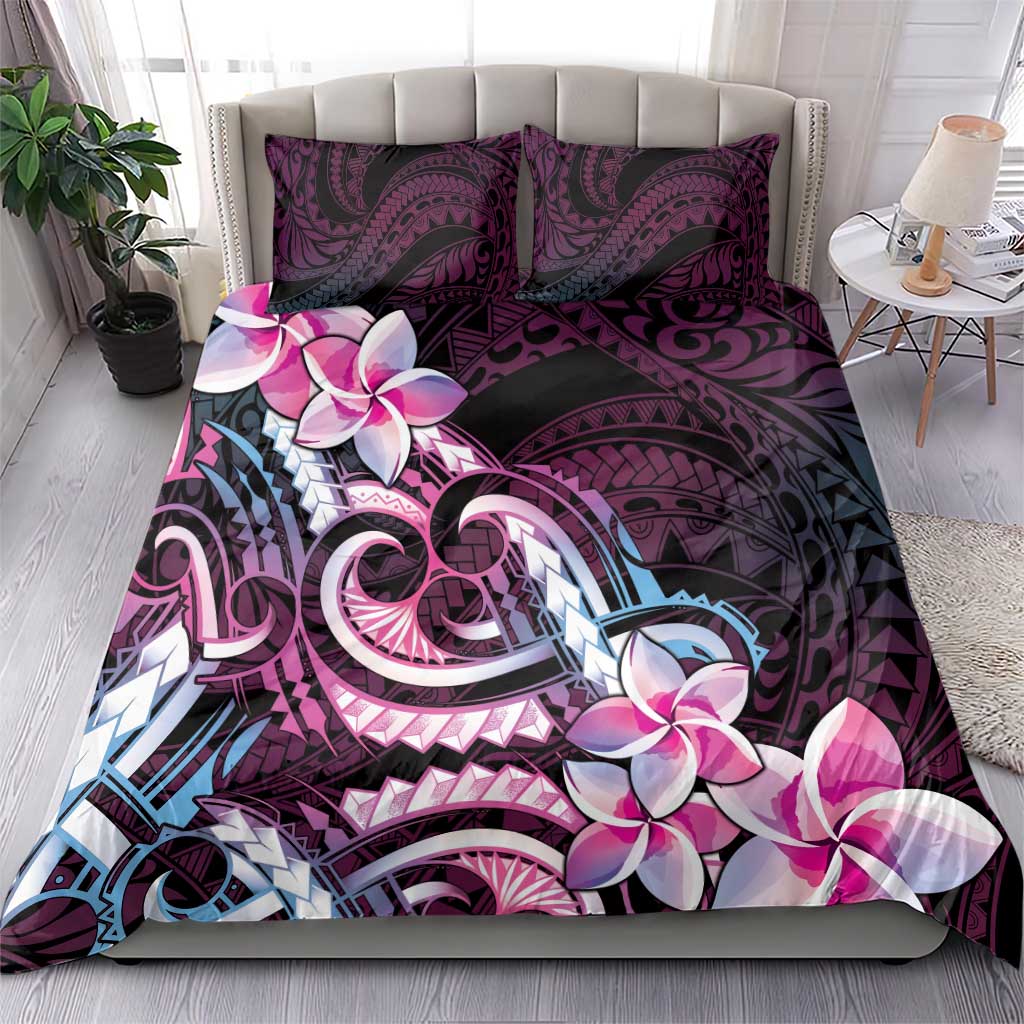 Polynesian Art Tattoo Bedding Set Plumeria Flowers Pink Gradient LT05 - Polynesian Pride
