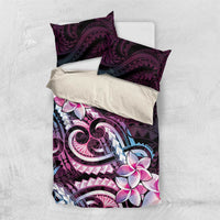 Polynesian Art Tattoo Bedding Set Plumeria Flowers Pink Gradient LT05 US Twin 172cm x 218cm Pink - Polynesian Pride