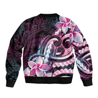 Polynesian Art Tattoo Bomber Jacket Plumeria Flowers Pink Gradient LT05 - Polynesian Pride