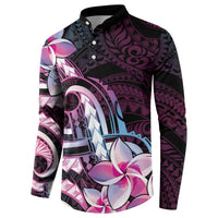 Polynesian Art Tattoo Button Sweatshirt Plumeria Flowers Pink Gradient LT05 - Polynesian Pride
