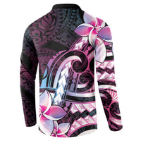 Polynesian Art Tattoo Button Sweatshirt Plumeria Flowers Pink Gradient LT05 - Polynesian Pride