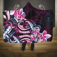 Polynesian Art Tattoo Hooded Blanket Plumeria Flowers Pink Gradient LT05 - Polynesian Pride