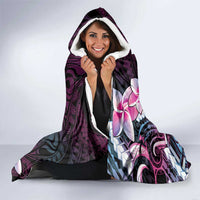 Polynesian Art Tattoo Hooded Blanket Plumeria Flowers Pink Gradient LT05 - Polynesian Pride
