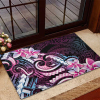 Polynesian Art Tattoo Rubber Doormat Plumeria Flowers Pink Gradient LT05 - Polynesian Pride