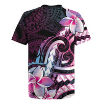 Polynesian Art Tattoo Rugby Jersey Plumeria Flowers Pink Gradient LT05 - Polynesian Pride
