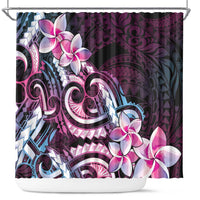 Polynesian Art Tattoo Shower Curtain Plumeria Flowers Pink Gradient LT05 Pink - Polynesian Pride