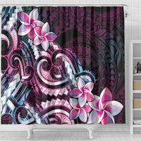 Polynesian Art Tattoo Shower Curtain Plumeria Flowers Pink Gradient LT05 - Polynesian Pride