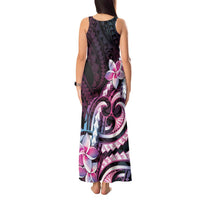Polynesian Art Tattoo Tank Maxi Dress Plumeria Flowers Pink Gradient LT05 - Polynesian Pride