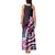 Polynesian Art Tattoo Tank Maxi Dress Plumeria Flowers Pink Gradient