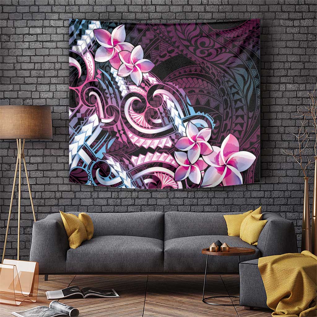 Polynesian Art Tattoo Tapestry Plumeria Flowers Pink Gradient LT05 Pink - Polynesian Pride